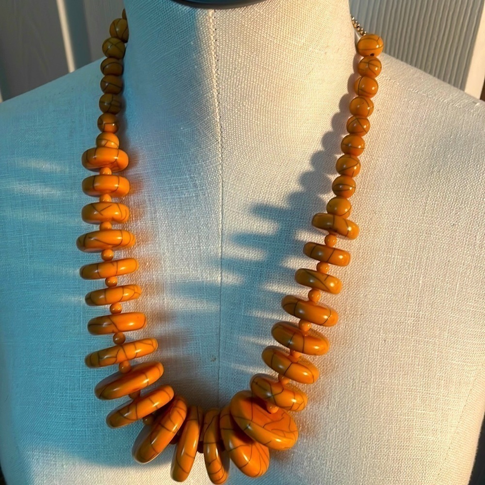 Edge necklace chunky orange basketball disc jewelry lobster clasp necklace OS - Picture 7 of 8